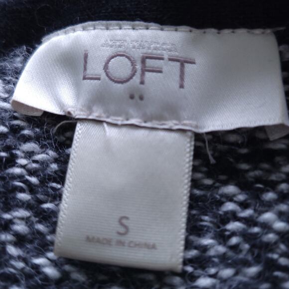 Ann Taylor Loft Fact Sweater Dress Black White, Small, 3/4 Sleeves Neutral Wool - Picture 4 of 8